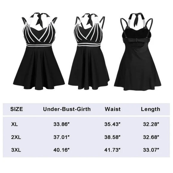 Womens One Piece Tummy Control Swimdress Plus Size Skirtini CoverUp Swimsuit XL - Picture 2 of 4